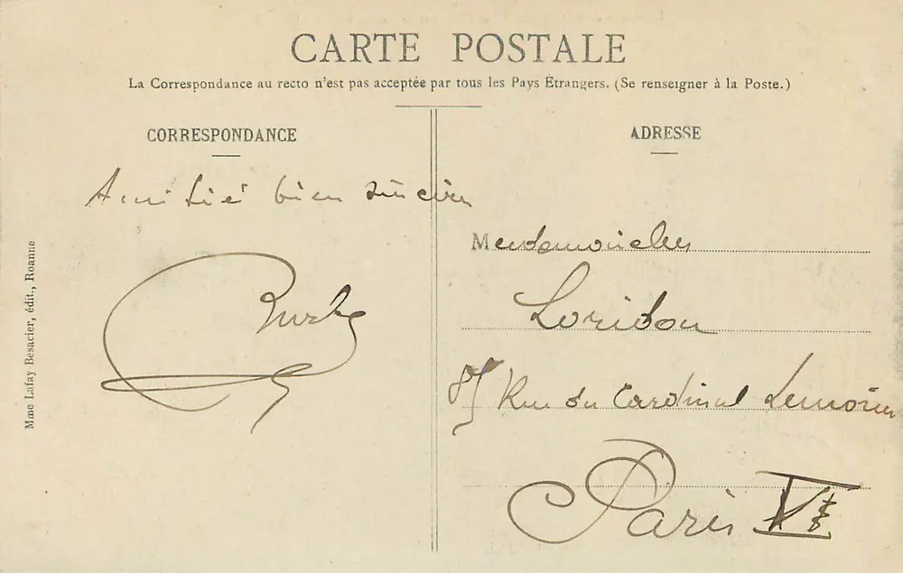 Die Piles an der Loire, bei St-Maurice — Umgebung von Roanne — Mine Lafay Besacier, Verlag - Rückseite