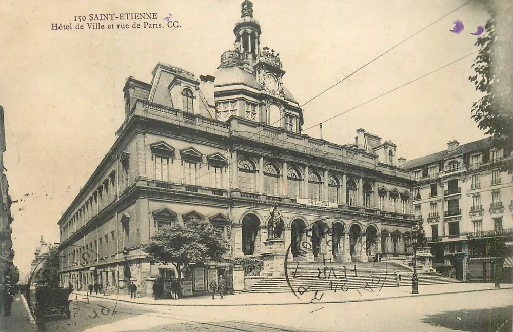 Hôtel de Ville et rue de Paris — Saint-Étienne — CC. - Recto