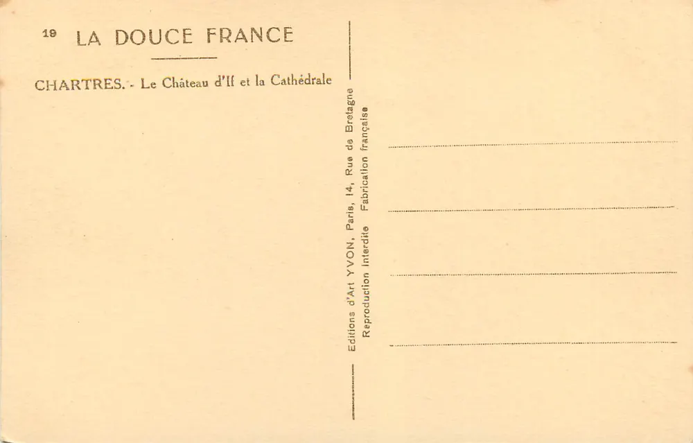 Chartres — Schloss If und die Kathedrale — Art Editions YVON - Rückseite