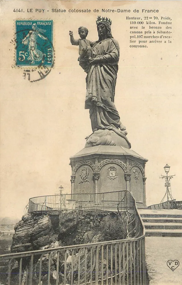 Le Puy - Kolossale Statue der Notre-Dame de France — Verlag V.D.C. Nr. 4141 - Vorderseite