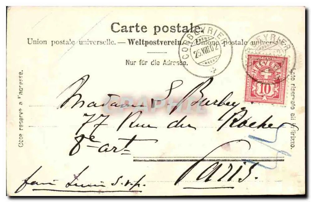Les Tours d'Ay — Hotel Victoria, Corbeyrier — E. Chiffelle, Neuchâtel, n° 374 b - Rückseite