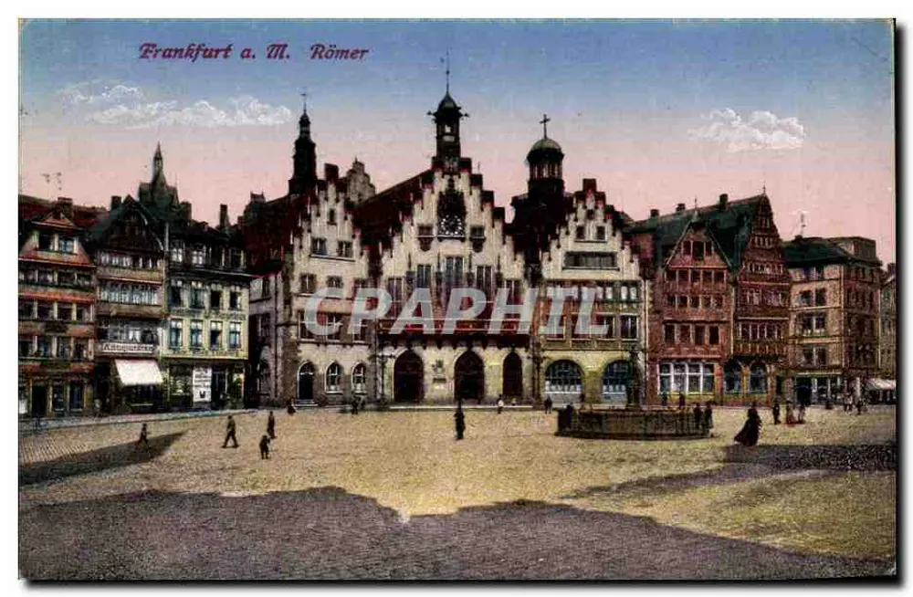 Frankfurt a. M. Römer — centraal plein met markt en fontein — uitgever niet zichtbaar - Voorkant
