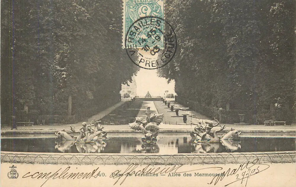 Parque de Versalhes — Avenida dos Marmousets — cumprimentos afetuosos - Frente