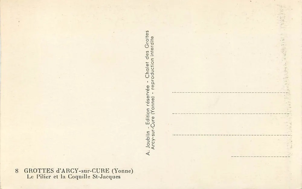 Grottes d'Arcy-sur-Cure (Yonne) — Der Säulen und die Schale — Joublin-Ausgabe - Rückseite