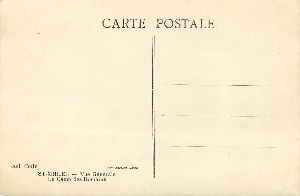 St-Mihiel — Vista General del Campo de los Romanos — editor Collin, Combier-Mâcon - Reverso