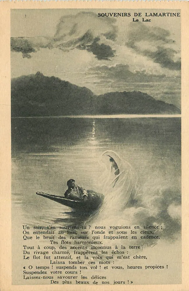 Recuerdos de Lamartine — El Lago — Helio gravure Combier Macon - Anverso