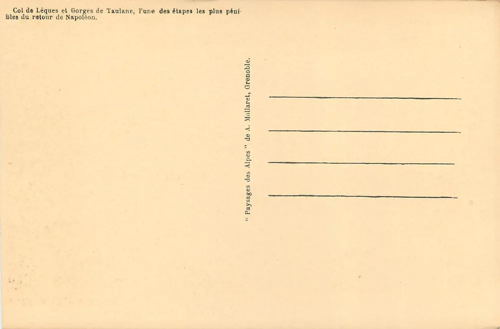 Col de Léques und Berge von Castellane — Route Napoléon — Verlag A. Mollaret, Grenoble, Nr. 7 - Rückseite
