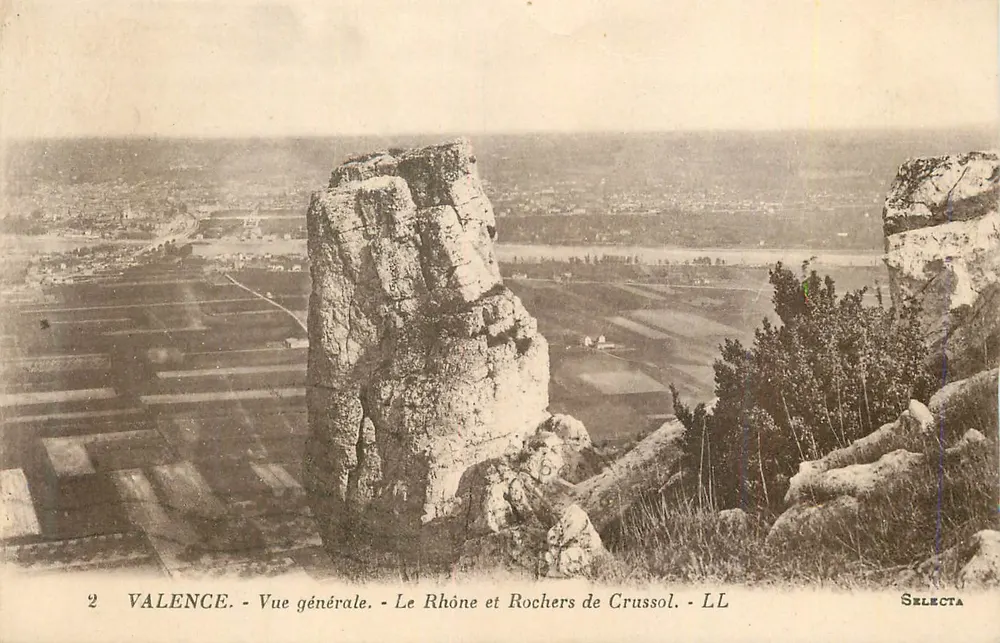 Valence - Allgemeiner Blick - Der Rhône und Felsen von Crussol - Selecta - Vorderseite