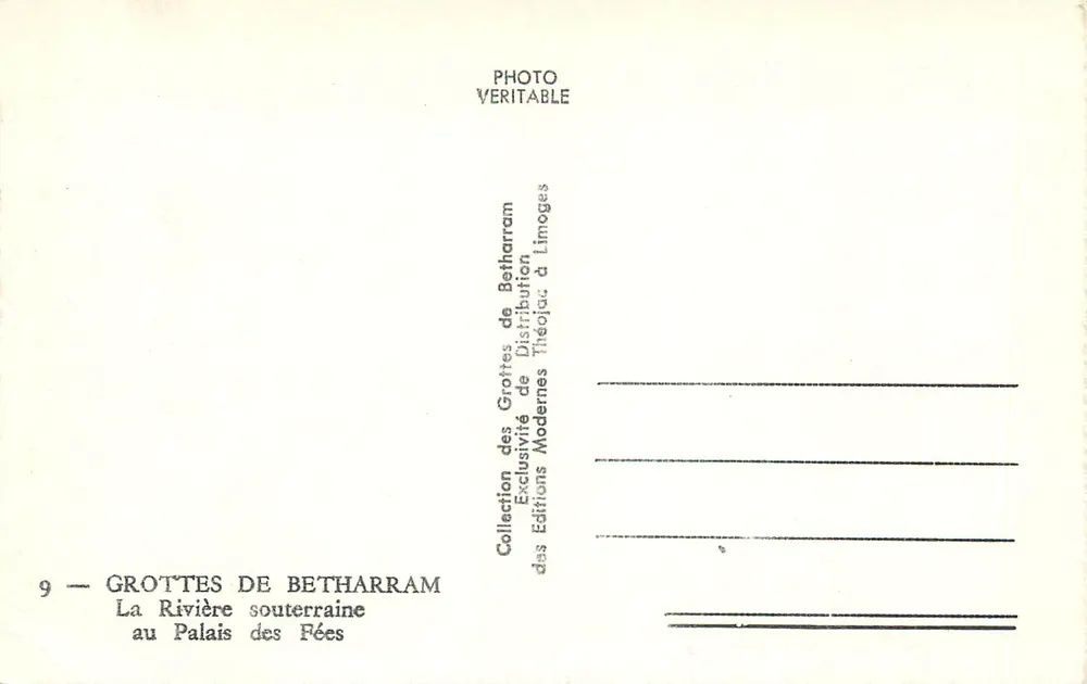 Grottes de Betharram — La Rivière souterraine au Palais des Fées — Théojac - Verso
