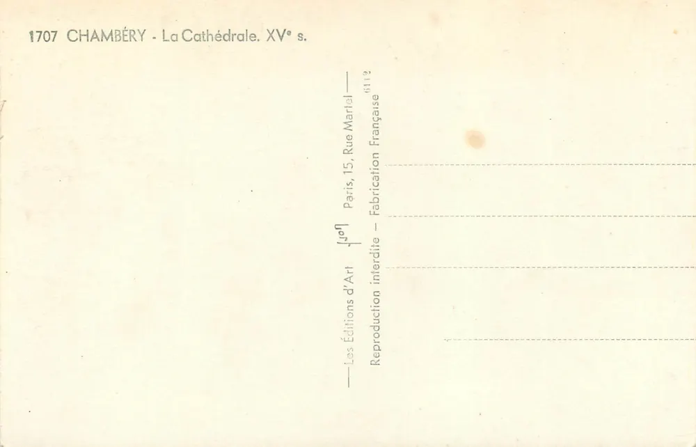 Chambéry — De Kathedraal — 15e eeuw — Ediciones d'Arte - Achterkant