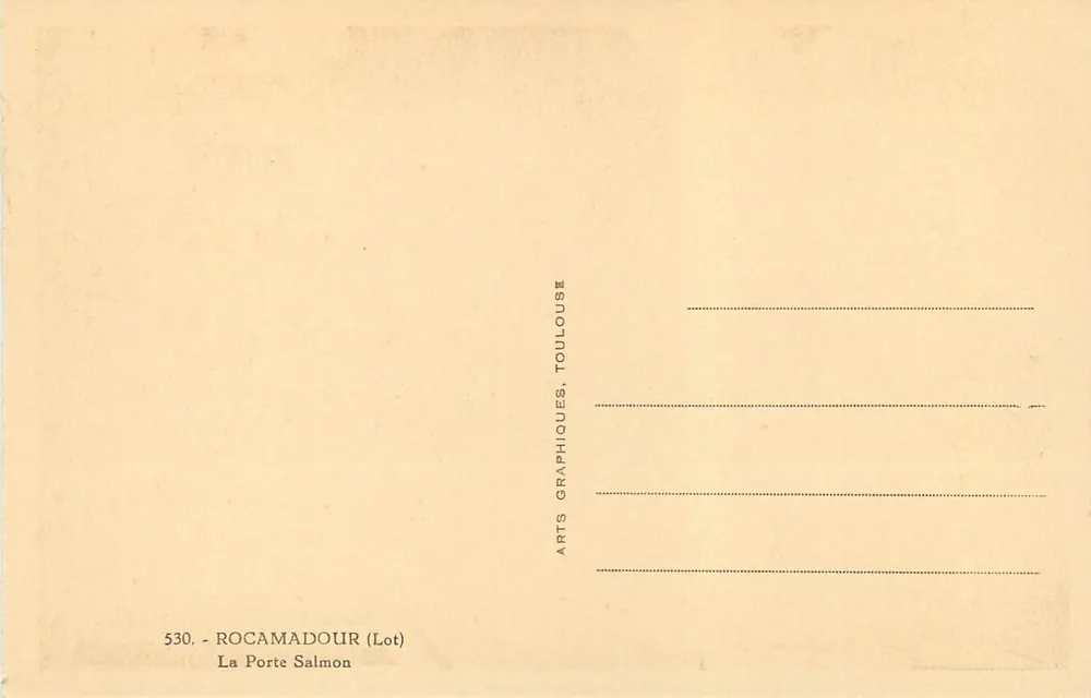 Rocamadour (Lot) — A Porta Salmon — Arts Graphiques, Toulouse - Verso