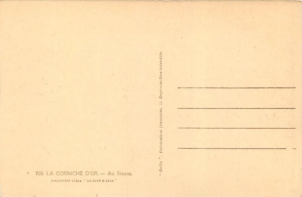 A Corniche d'Or — Au Trayas — Coleção Rella 'La Côte d'Azur' - Verso