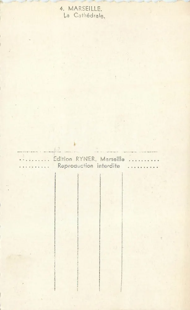 Marseille — A Catedral — Edição Ryner, Marseille - Verso