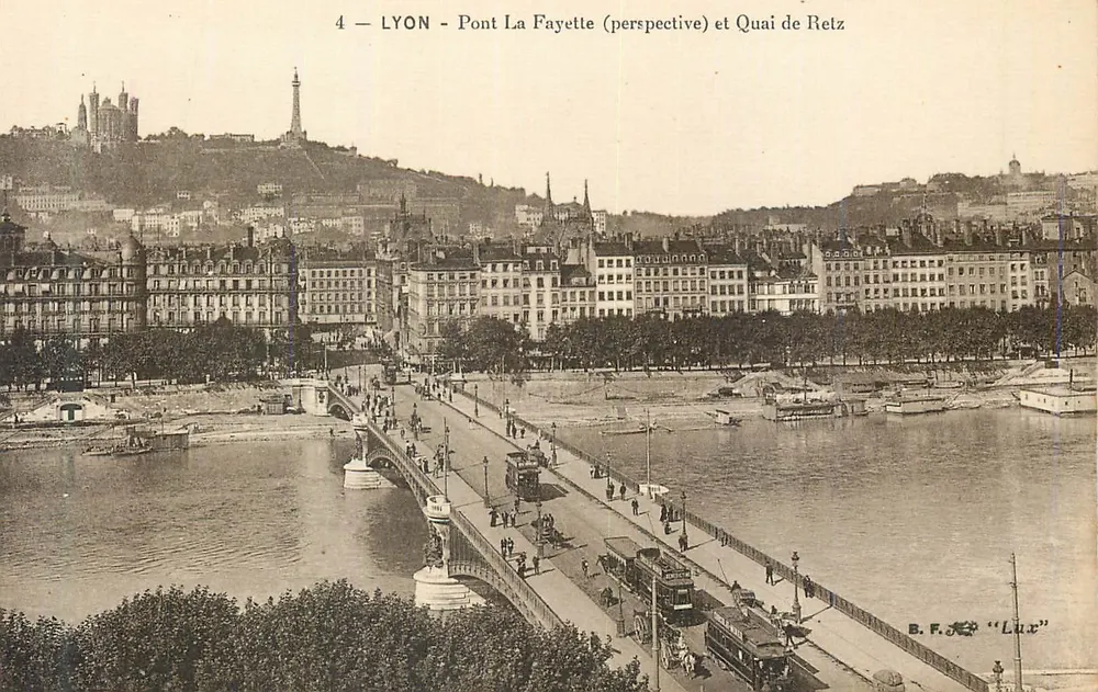 LYON - Pont La Fayette (perspective) et Quai de Retz — B.F. Lux - Recto