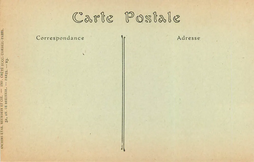 Pierrefonds — Rue Notre-Dame e o Castelo — Imprimerie Crété et Cie - Verso