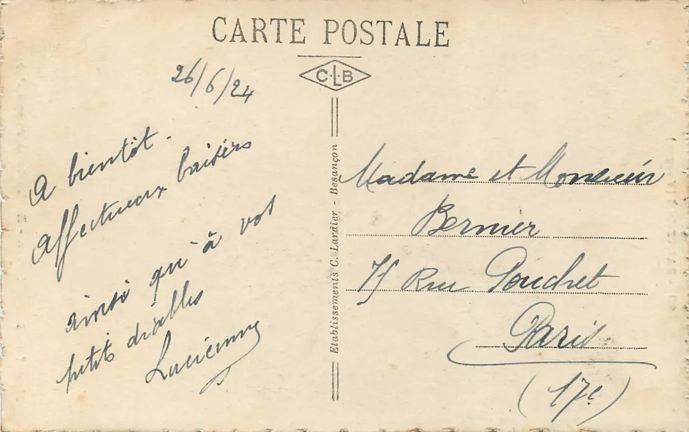 Saint-Dié (Vosges) — Massif de Saint-Martin, Roche de la Pierre Percée — C.L.B. - Rückseite