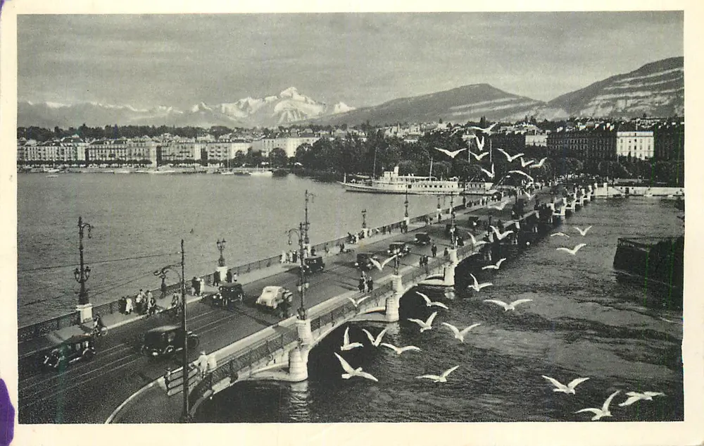 Genf, Pont du Mont Blanc und der Mont Blanc — Foto. Verlag O. Laffont, Genf — Nr. 7722 - Vorderseite