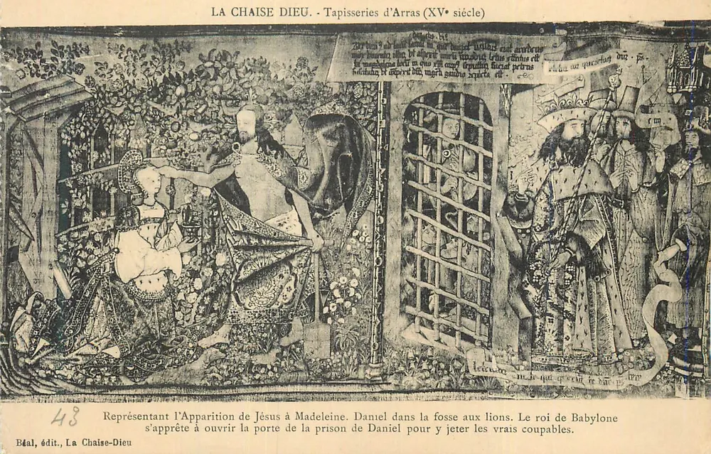 La Chaise-Dieu - Tapisserien von Arras (15. Jahrhundert) — Erscheinung Jesu vor Maria Magdalena und Daniel in der Löwengrube — Béal, Verlag, La Chaise-Dieu, Nr. 48 - Vorderseite