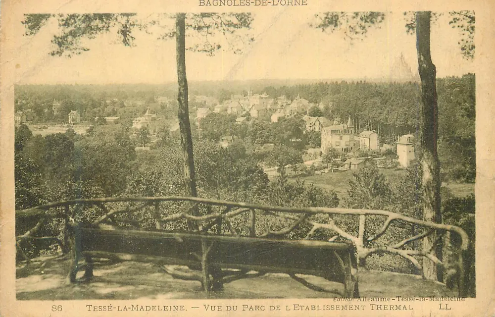 Tessé-la-Madeleine — Ansicht des Parks der Kurstätte — Verleger Alleaume-Tessé-la-Madeleine, n° 86 - Vorderseite