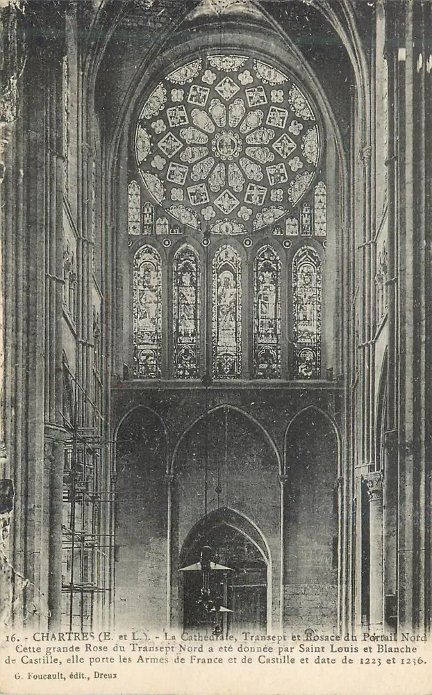 Chartres (E. et L.) - Die Kathedrale, Nordtransept und Rosette des Nordportals - Vorderseite