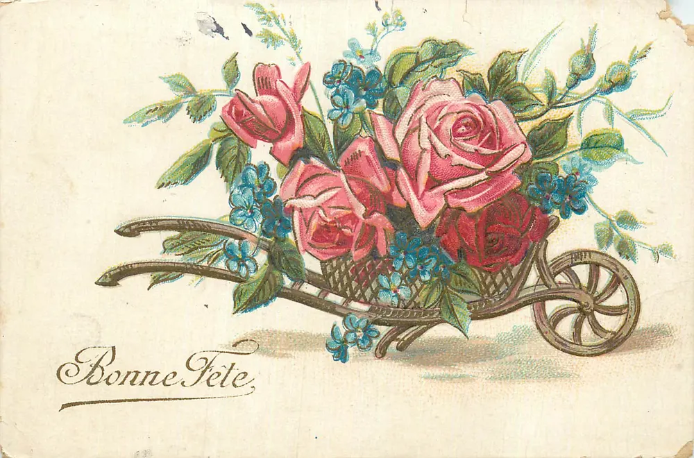 Buquê de rosas em um carrinho — J.C. PARIS — número de série não visível - Frente