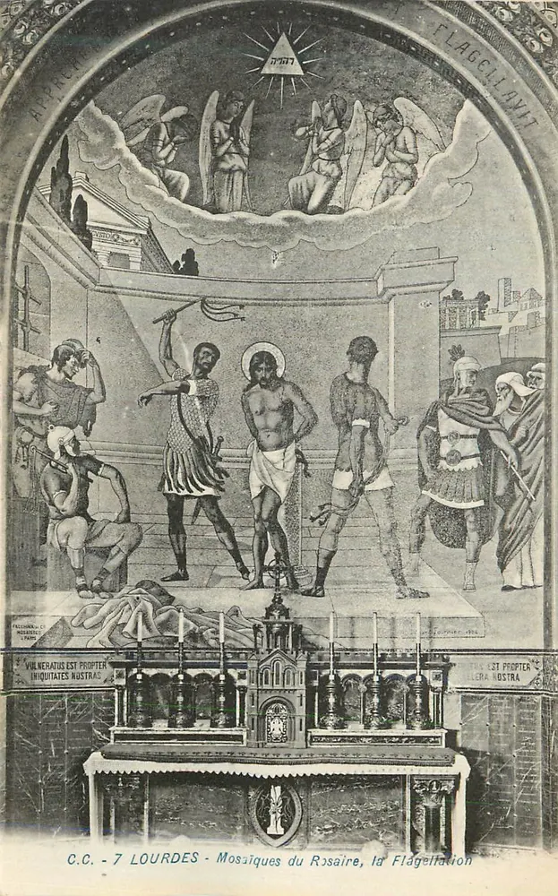 Lourdes — Mosaïques du Rosaire, la Flagellation — C.C. - 7 - Recto
