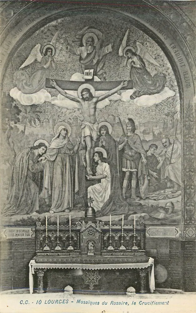 Lourdes - Mosaiken des Rosenkranzes, das Kreuzigungsgemälde — C.C. - 10 Lourdes - Vorderseite