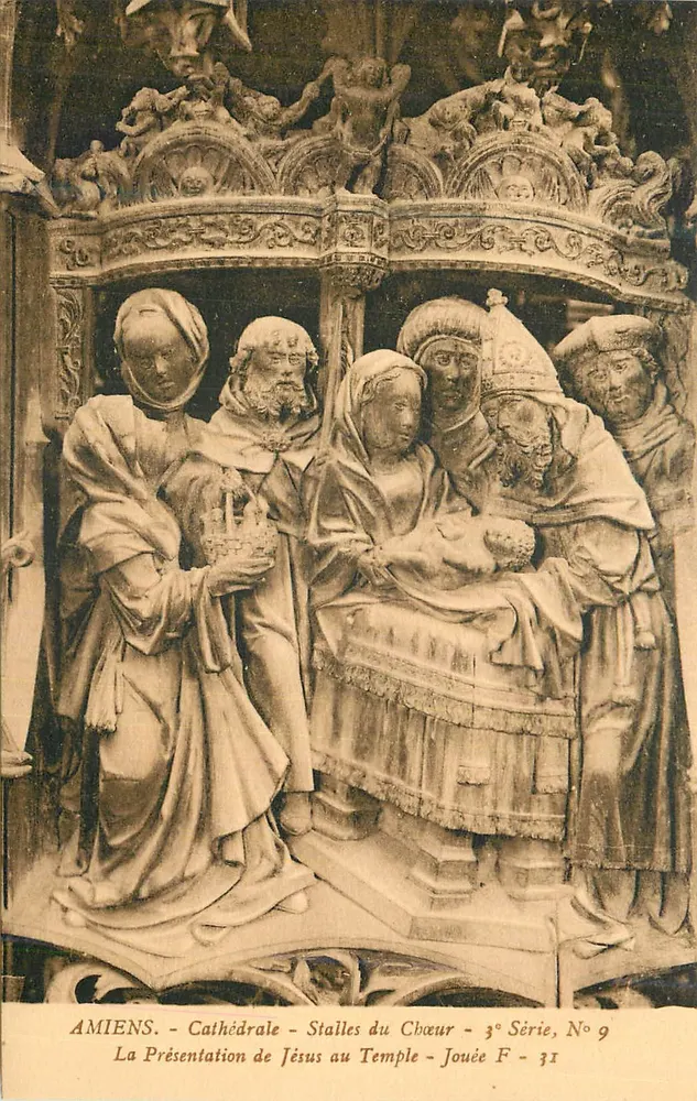 Amiens - Cathédrale - Stalles du Chœur - La Présentation de Jésus au Temple - 3e Série, N° 9 - Recto