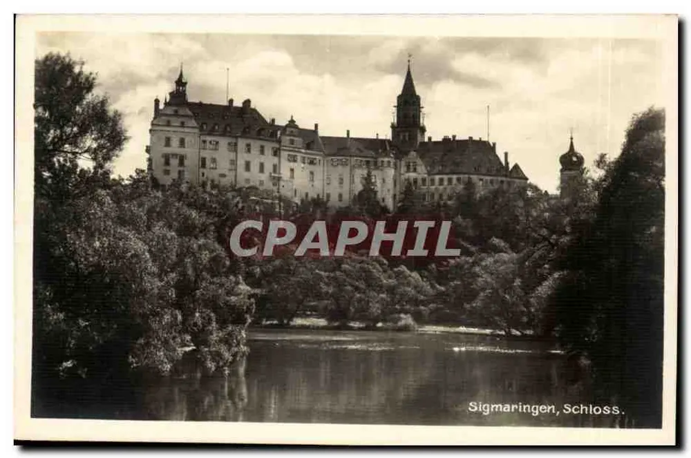 Sigmaringen, Schloss — Ansicht des Schlosses über einem See — Verlag J. Söder, Reutlingen, n° 665 - Vorderseite