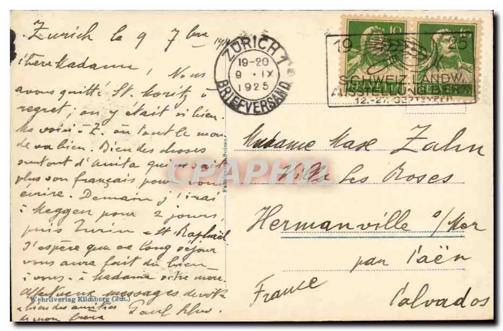 Zurigo — vista dal St. Petersturm — edizione 19478 - Verso