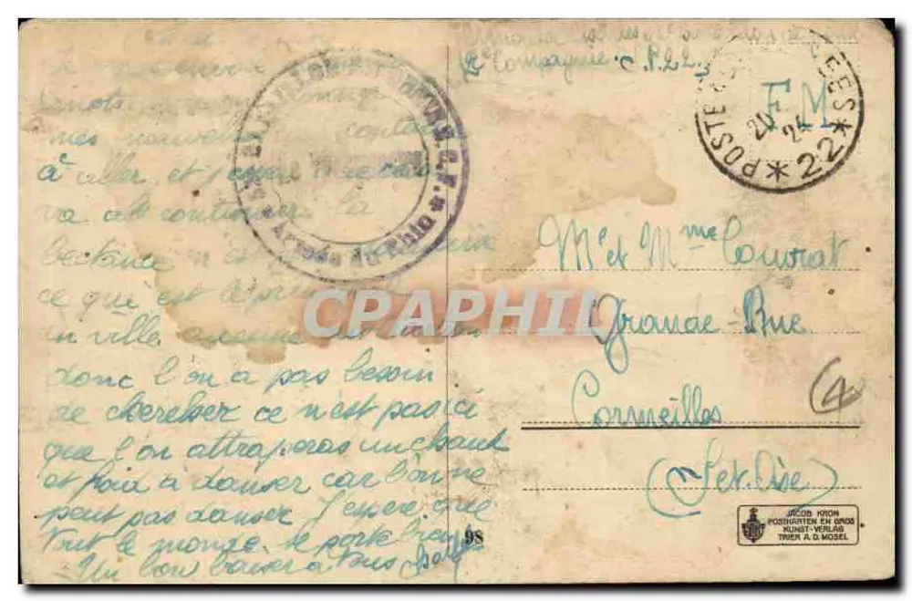 Trier. Parte linkes Moselufer — TRÈVES. A margem esquerda. — Jacob Krich, Trier a. d. Mosel - Verso