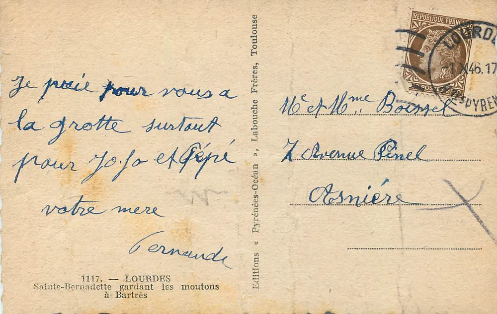 Sainte-Bernadette gardant les moutons — Lourdes — Éditions Lourdes - Verso