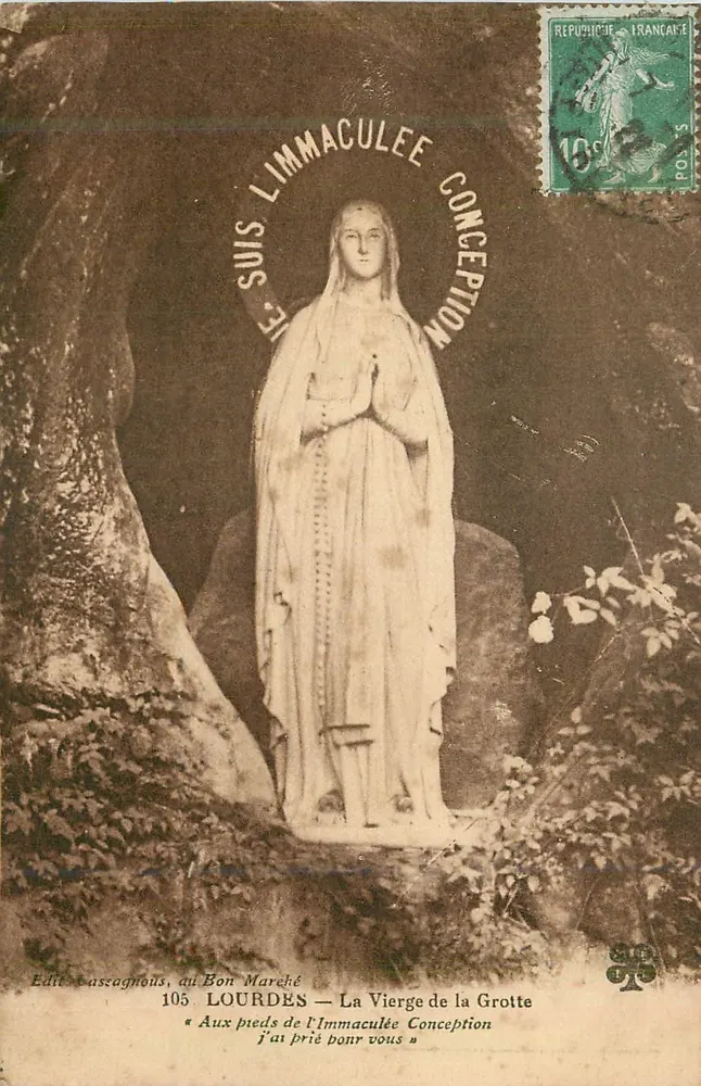 Lourdes — A Virgem da Gruta — Edit. Cascagnous, no Bon Marché, n°105 - Frente