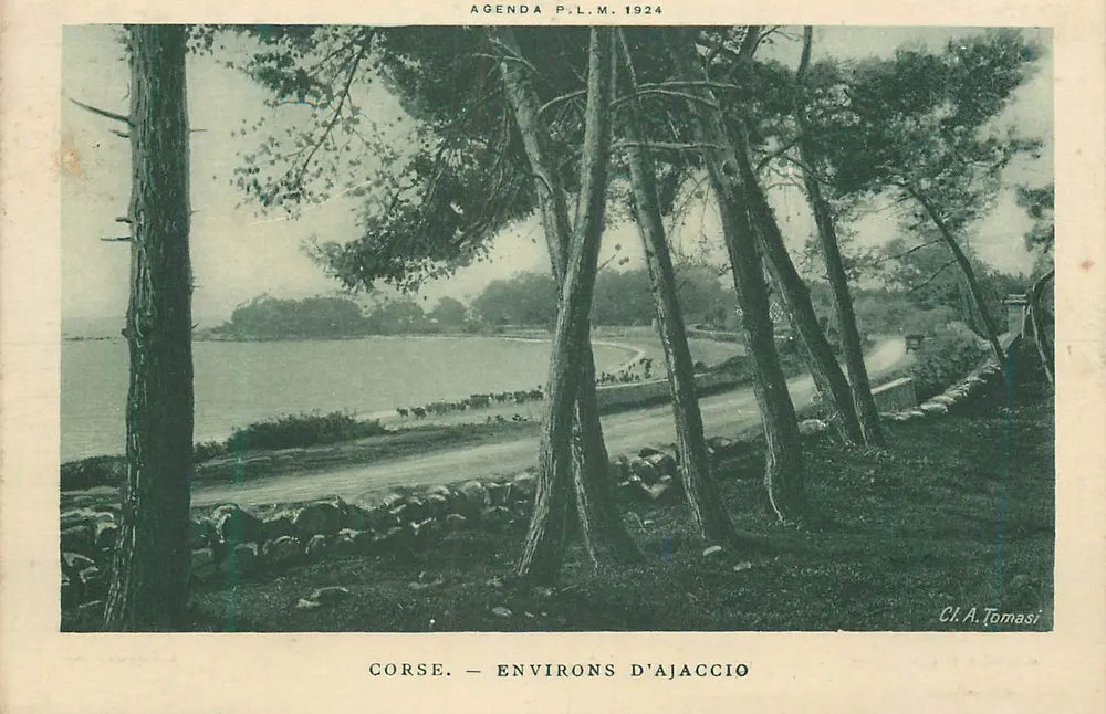 Córsega — Environs d'Ajaccio — Cl. A. Tomasi, Agenda P.L.M. 1924 - Frente