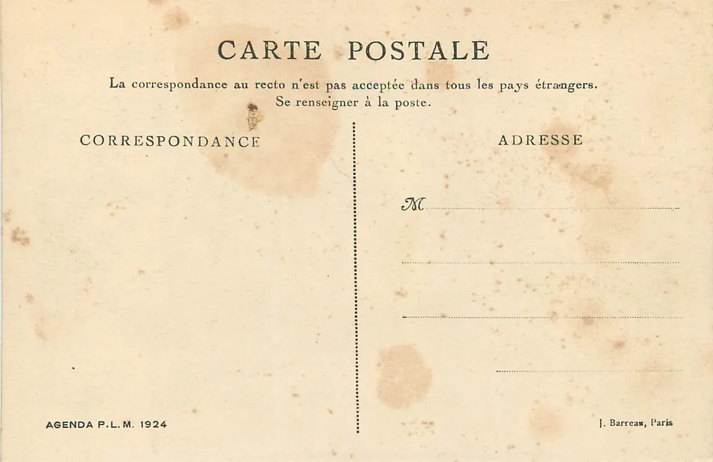 Córsega — Environs d'Ajaccio — Cl. A. Tomasi, Agenda P.L.M. 1924 - Verso