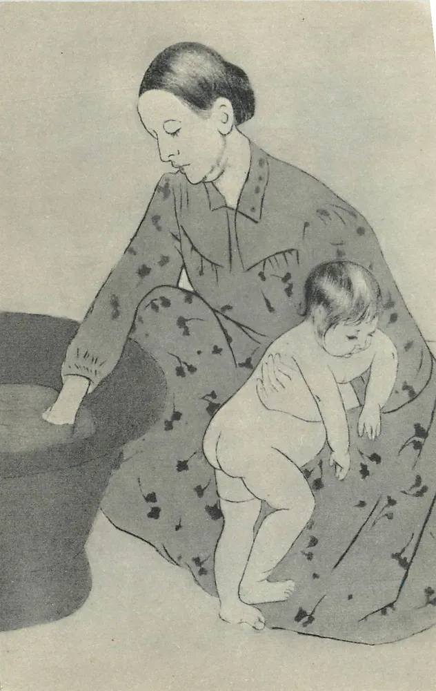 Mãe lavando seu filho — Concurso 1953 — Comitê Nacional da Criança - Frente