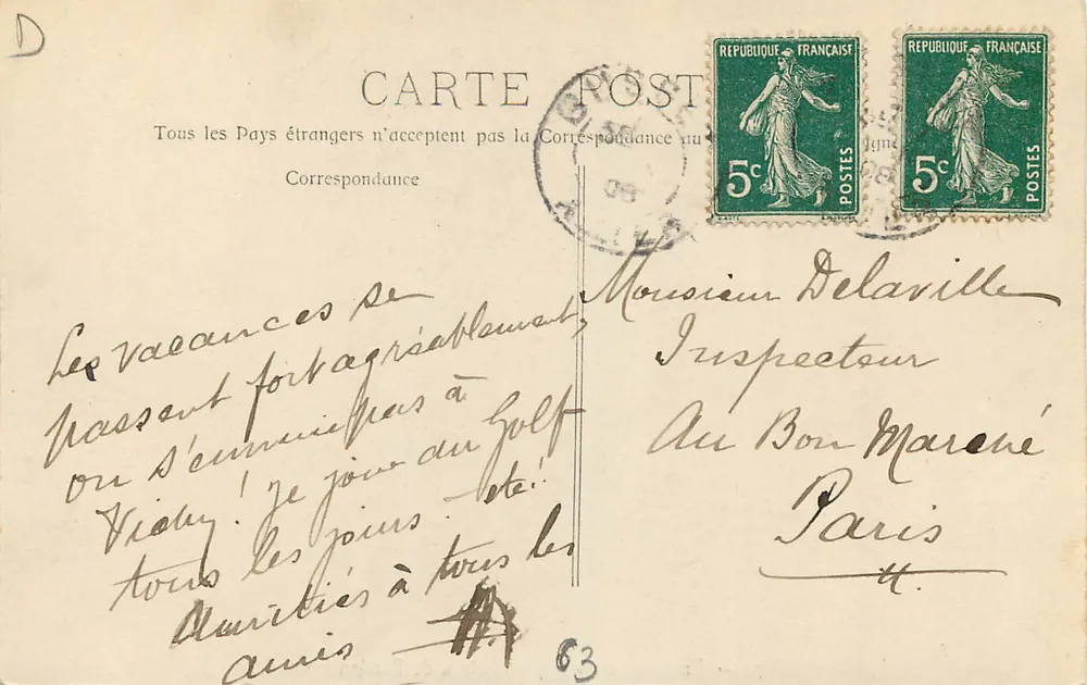 Arredores de Vichy — Castelo de Randan — L. R. Vichy, n°72 - Verso
