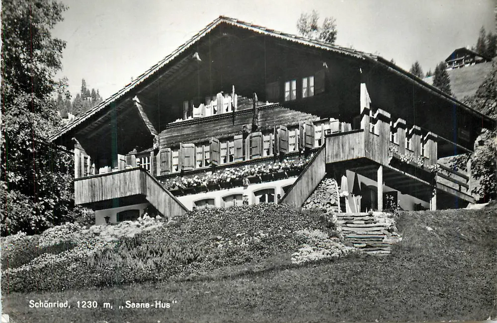 Schönried, 1230 m, „Saane-Hus“ — chalé alpino — Photoglob-Wehrli AG Zürich - Frente