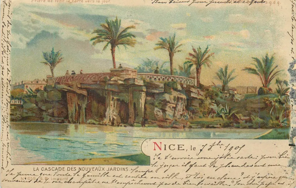 A Cascata dos Novos Jardins — Nice — editor N. B. impresso - Frente