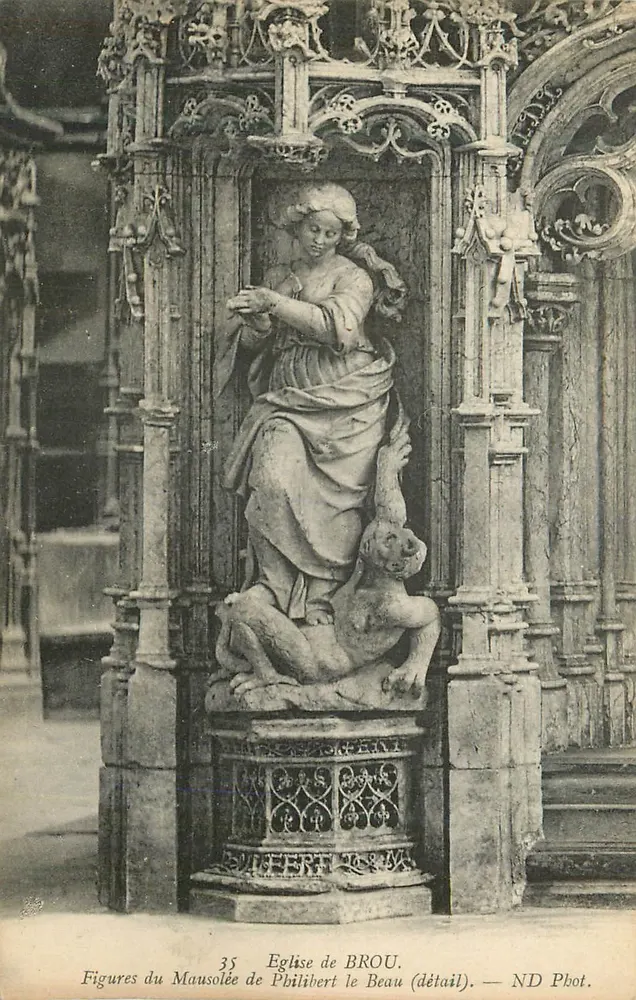 Figuren des Mausoleums von Philibert le Beau (Detail) — Kirche von Brou — ND Phot. - Vorderseite