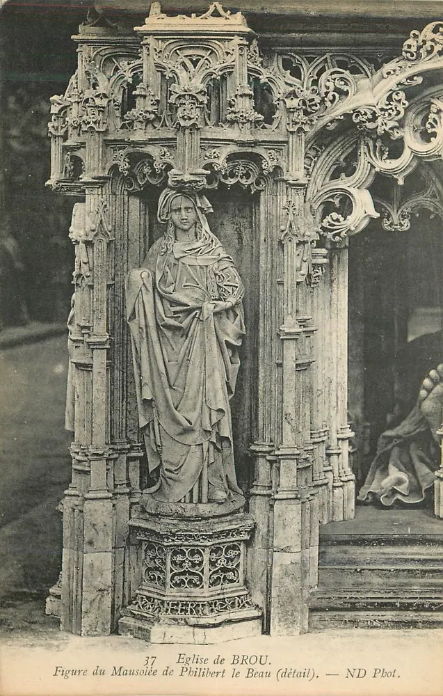 Kirche von Brou — Figur des Mausoleums von Philibert le Beau (detail) — ND Fotografie - Vorderseite