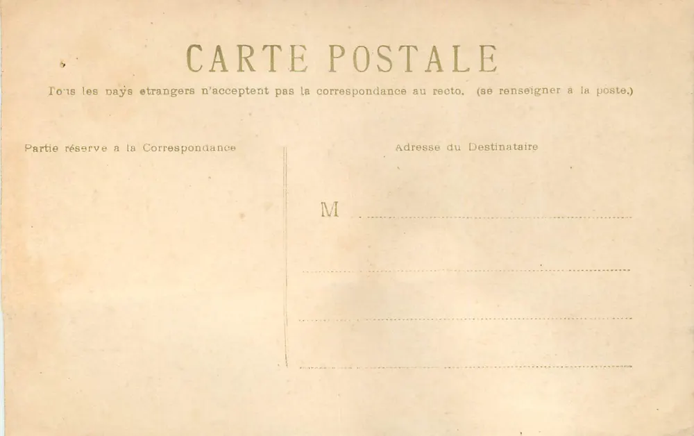 Moinho de vento e casa — paisagem rural — carta postal francesa - Verso