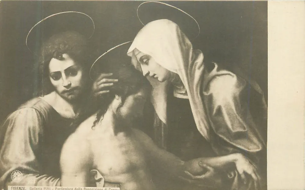 Denominação de Cristo — detalhe da pintura — Galleria Pitti, Florença - Frente