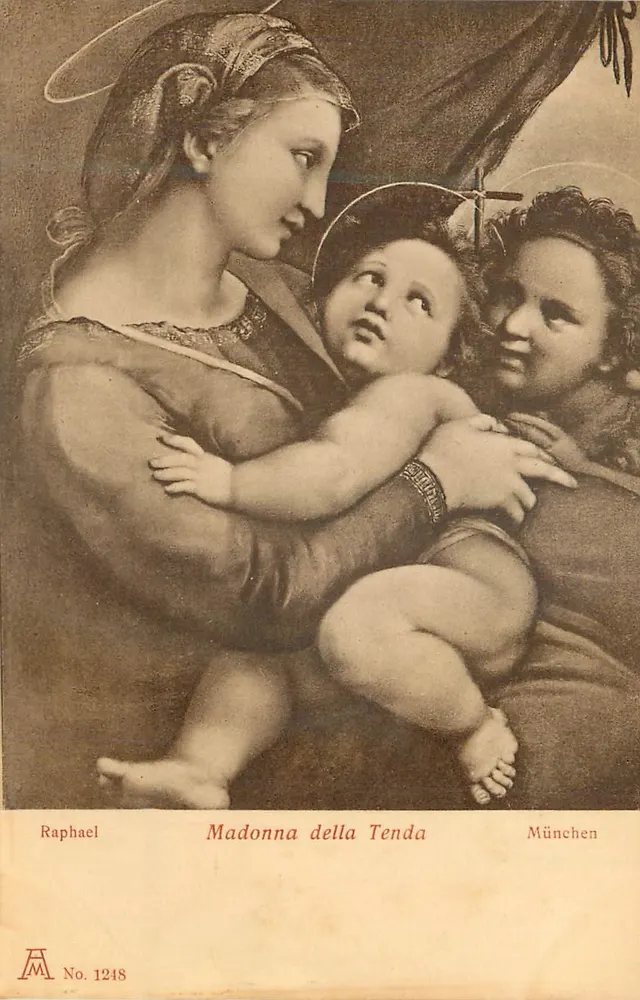 Madonna della Tenda — obra de Raphaël — edição Ackermaan's Kunstrverlag, n° 1248 - Frente