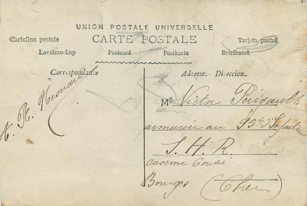 Giovane donna con mazzo di rose — 'BONNE ET HEUREUSE FÊTE' — Gros, n° 688 - Verso