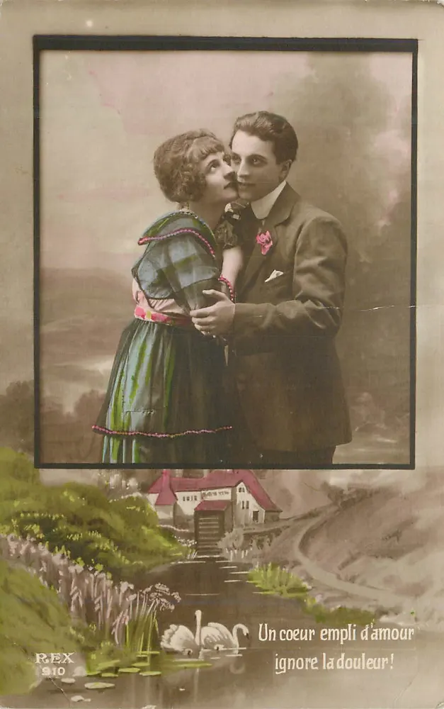 Couple amoureux — scène romantique — REX 910 - Recto