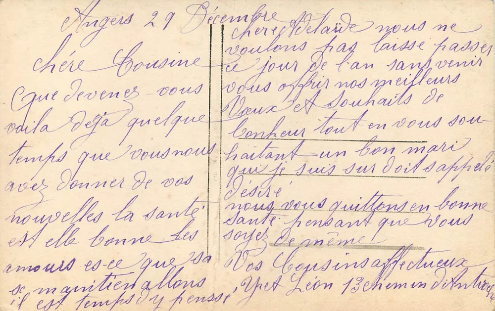 Couple amoureux — scène romantique — REX 910 - Verso