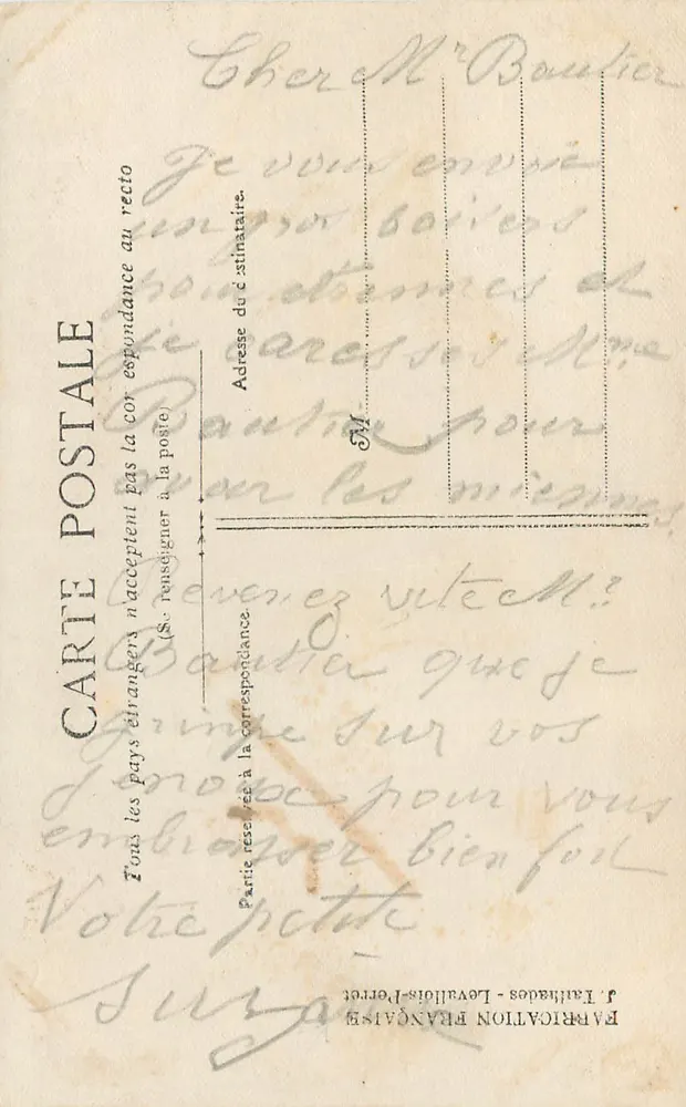 Cinq enfants en uniforme — sous ballon dirigeable 'ALSACE' — éditeur J. Tailhades - Levallois-Perret - Verso