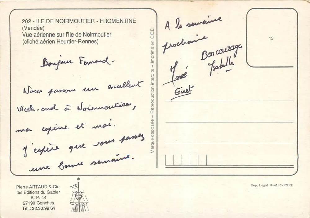 Noirmoutier — Luftbild der Insel Noirmoutier — Pierre Artaud - Rückseite