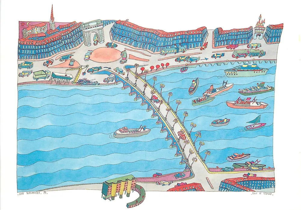 Bordeaux 'Pont de Pierre' — dessin de Jofo Duplantier — Éditions Lagarde, L.06 - Recto
